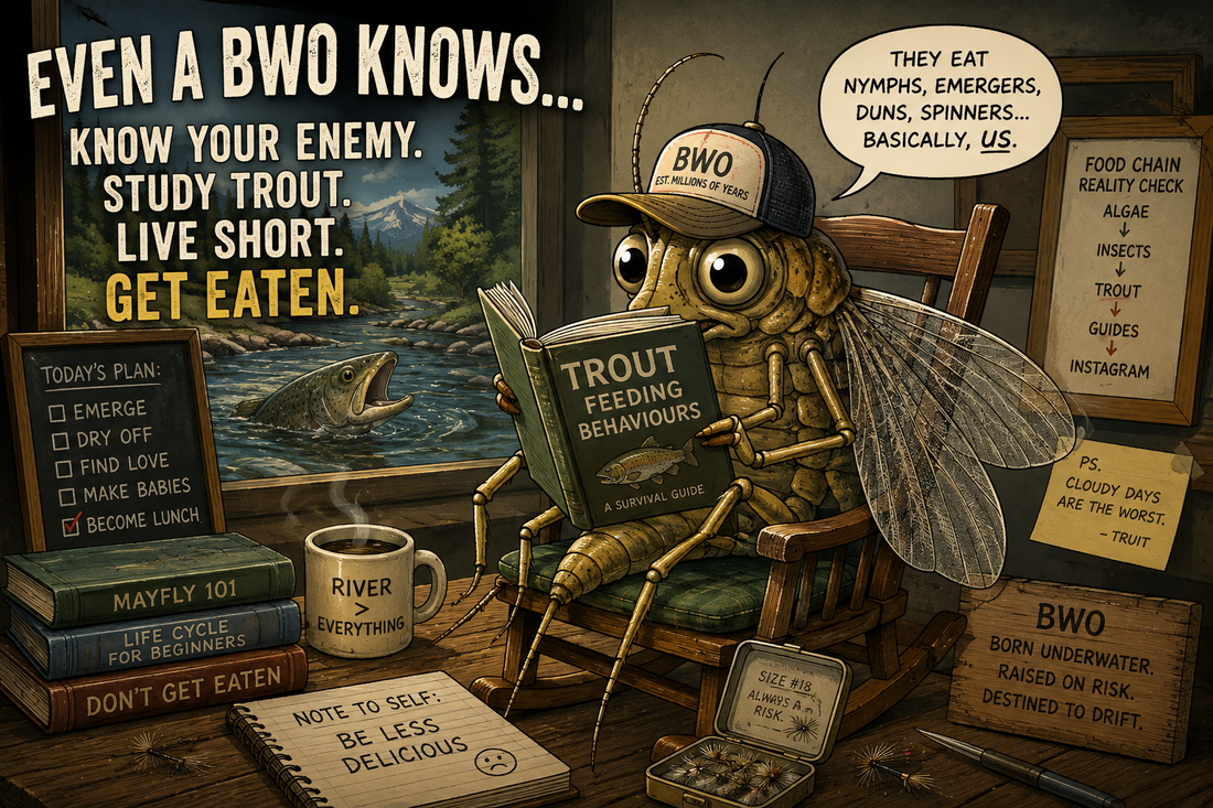 Blue-Winged Olive mayfly hatch and BWO fly fishing guide from FishFuel